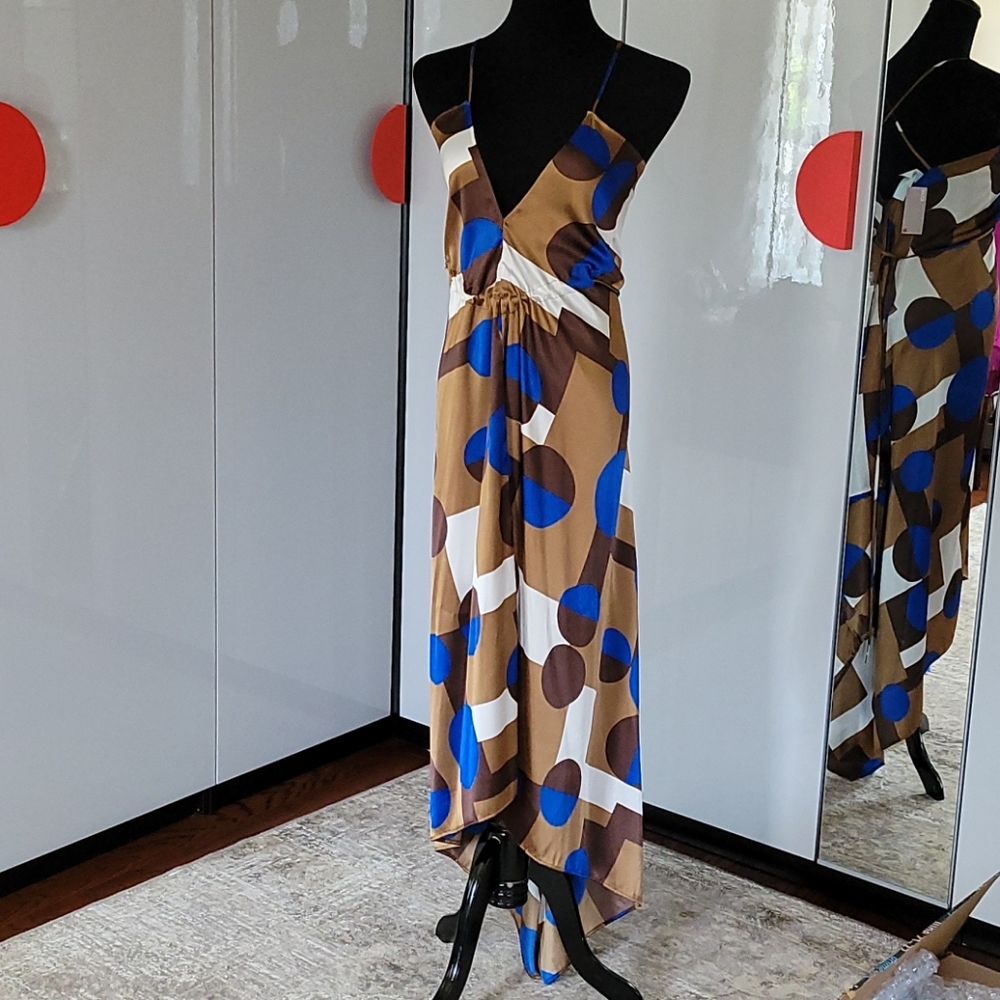 NEW unique dress with train and criss cross back